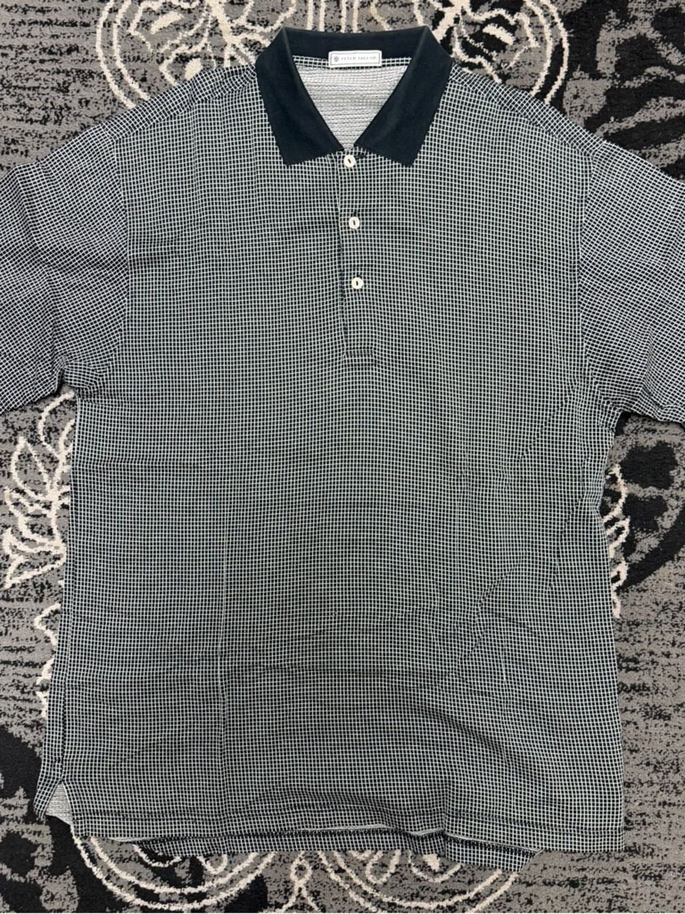 Peter Millar Black and White Micro-Check Polo